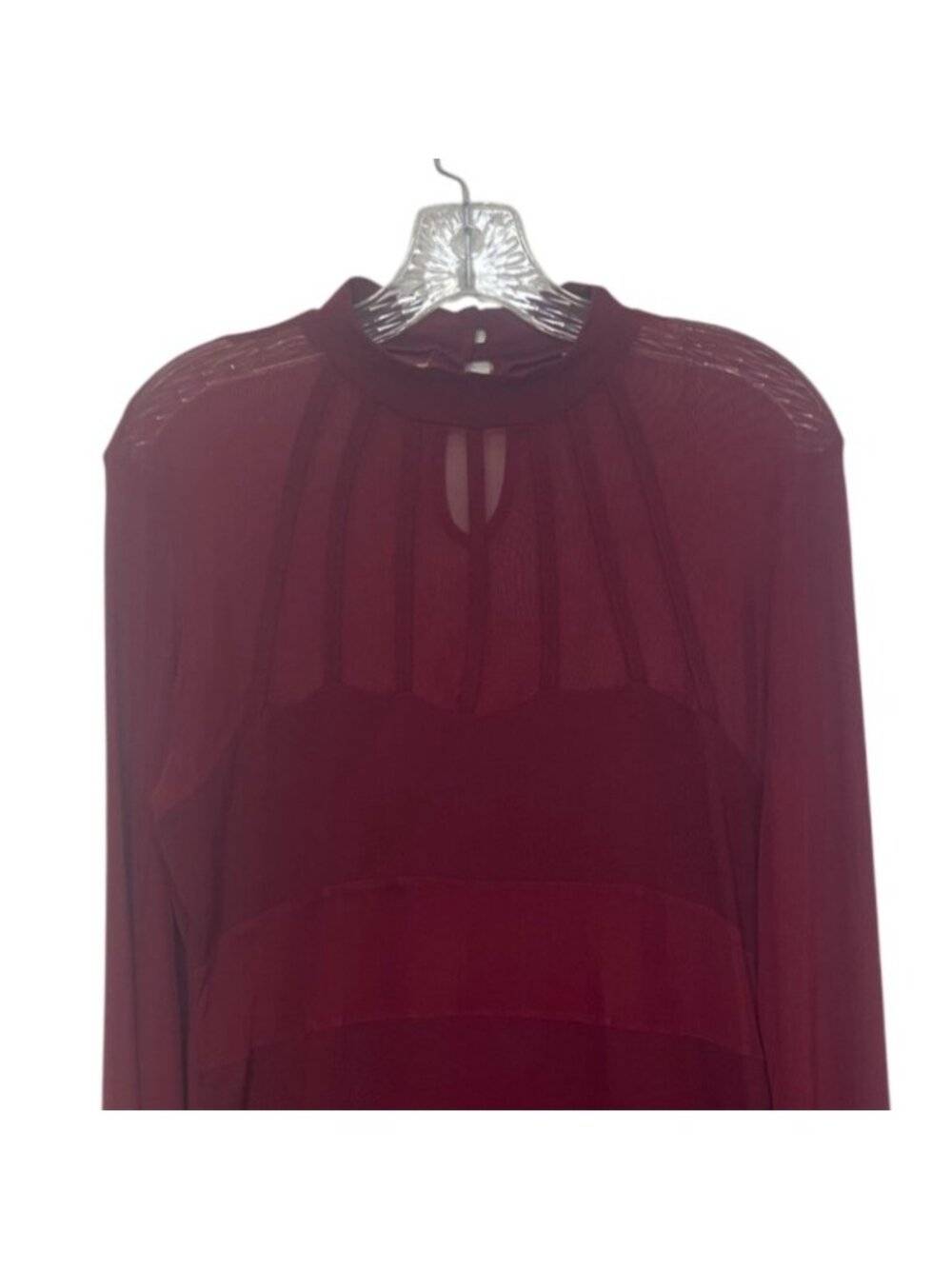 Long Sleeve Dress Keyhole Neckline XL Maroon Winter - Picture 3 of 7